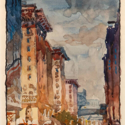 Watercolor of a cityscape